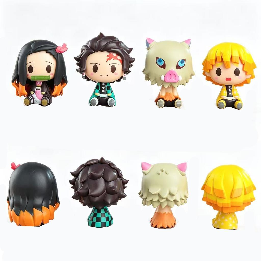 4Pcs/Set Demon Slayer Kamado Tanjirou Nezuko Agatsuma Zenitsu Action Figure Cute Anime Model PVC Statue Collectible Toys Gifts