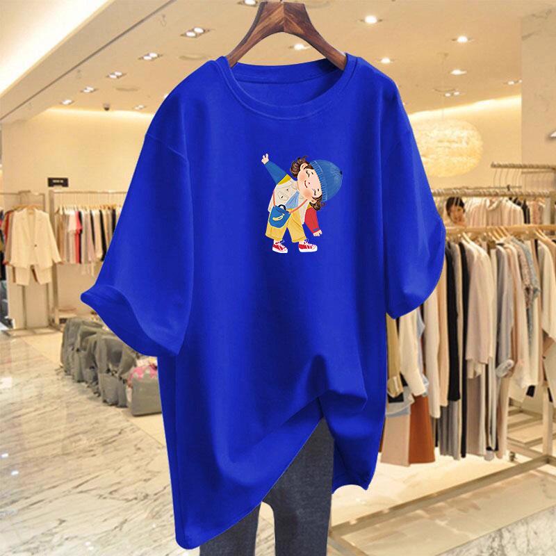 American Retro Cartoon Oversized T-Shirt - Women's Summer Loose-Fit Short Sleeve Top