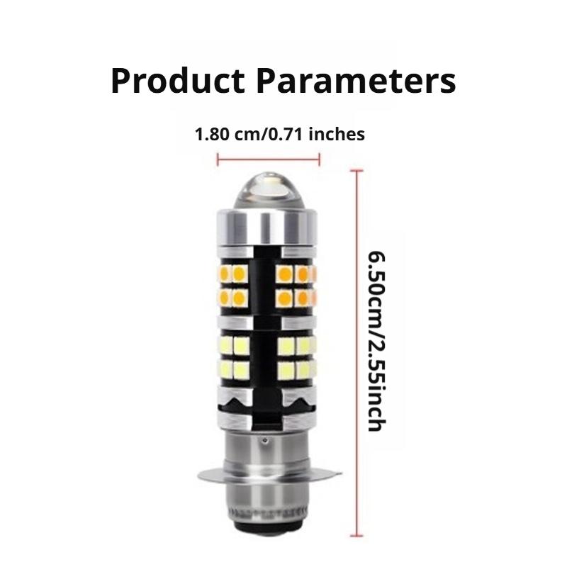 SEAMETAL Motorcycle LED Bulb P15D White Yellow Dual Color Hi/Lo Beam 12V For Scooter Motorcycle Headlight Bulb Universal