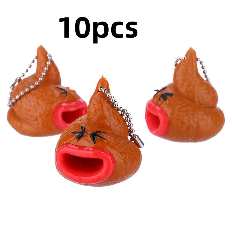 Tongue Sticking Stool Keychain Creative Prank Squeezing Novelty Stress Relief Venting Children's Toys Party Gifts Stress Relief