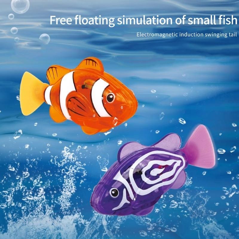 4PCS Electric Motion Sensing Floating Fish Toy Glowing Water Activated Bath Time Swimming Toy Childrens Gifts