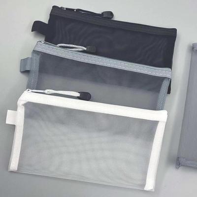 Korean Minimalist Transparent Mesh Pencil Case - Large Capacity, Portable for Students