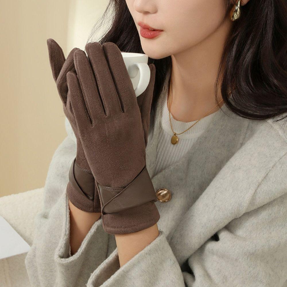 Verdickte Handschuhe Wildleder Winterfahrhandschuhe Wildlederhandschuhe Damen