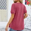Spring Summer Pleated T Shirts Solid Color Women's Top Fashion O Neck Short Sleeve T-shirt