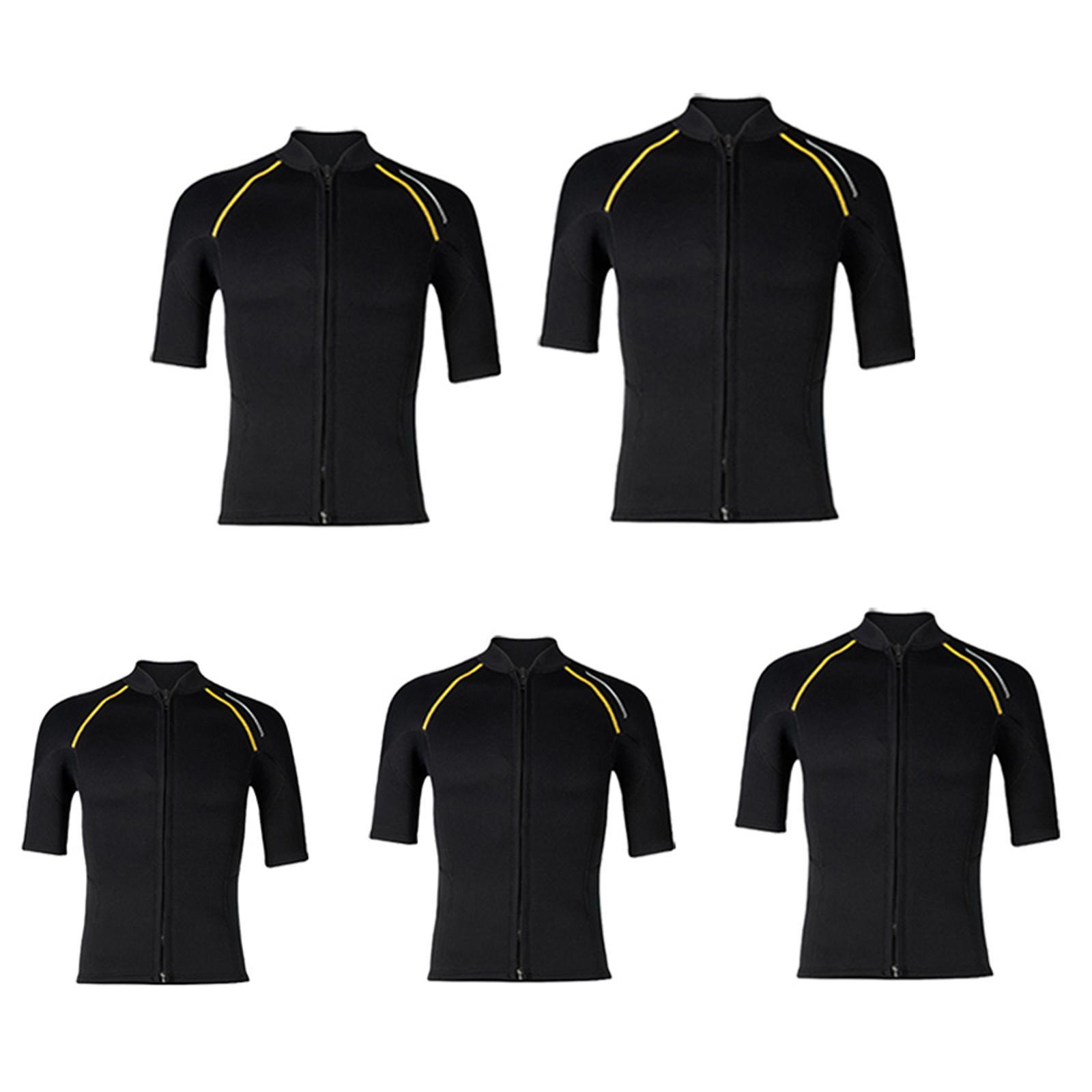 

Men Wetsuit Top Front Zipper Swimsuit for Underwater Swimming Water Sports XXL