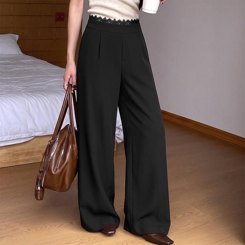 VEZFAA Pantaloni e capris a vita alta con stampa tinta unita casual alla moda da donna