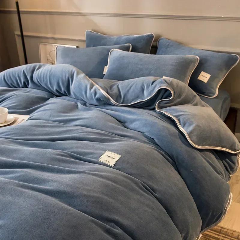 New Winter Coral Velvet Warm Sheets Soft Plush Pillowcases Flannel Sheets Bedding for Home Use
