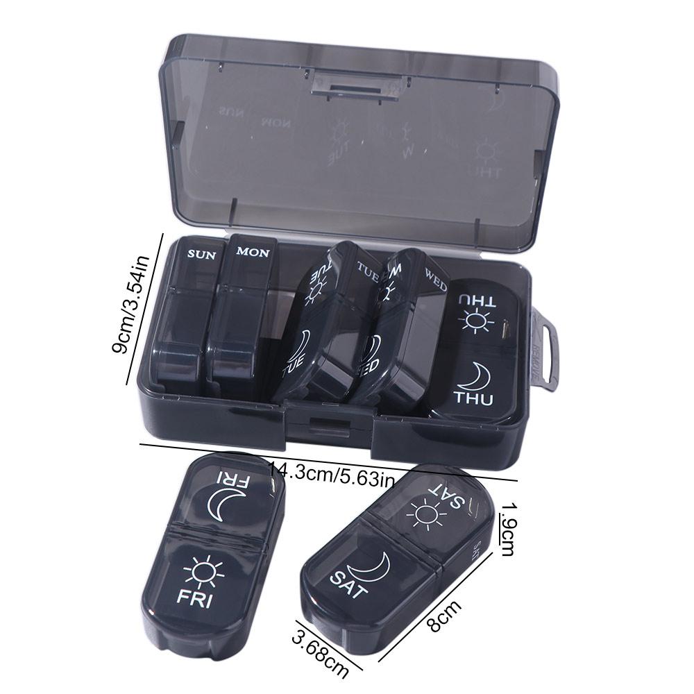 Waterproof Weekly Pill Case 14 Grid Portable Pill Dispenser Drug Container Daily Pill Box  Outdoor