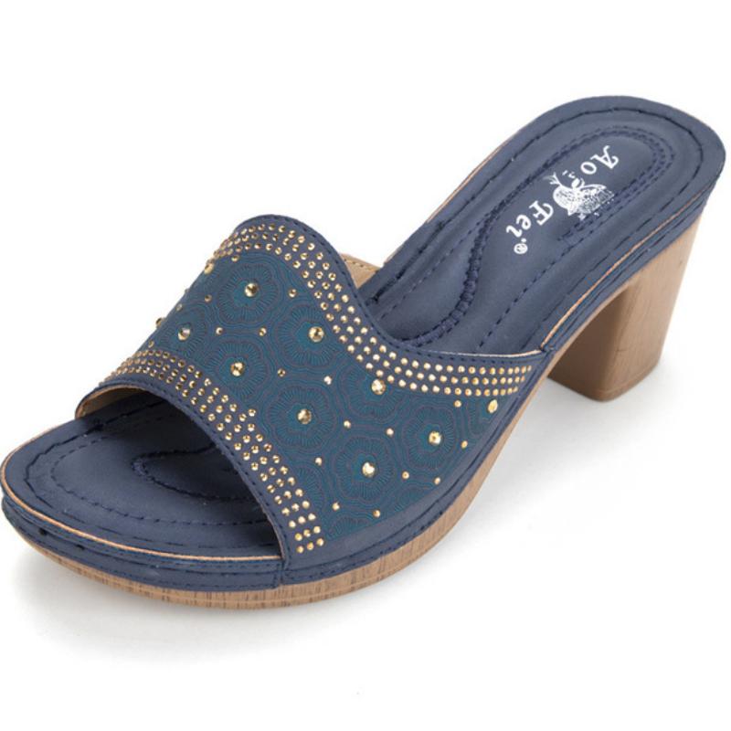 Brand Women Elegant Square Heels Sandals Summer Outdoor Beach Shoes Women Gladiator Sandalias Ladies Platform Sandals WSH4082