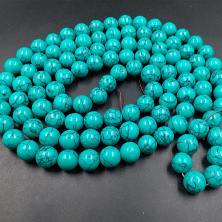 Jade and Turquoise Buddhist Bead Necklace with 14mm Round Beads 6mm Round Beads 108 pcs