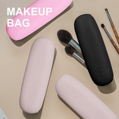 Sac de Rangement Portable pour Pinceaux de Maquillage en Silicone - Organisateur de Beauté de Voyage Anti-poussière