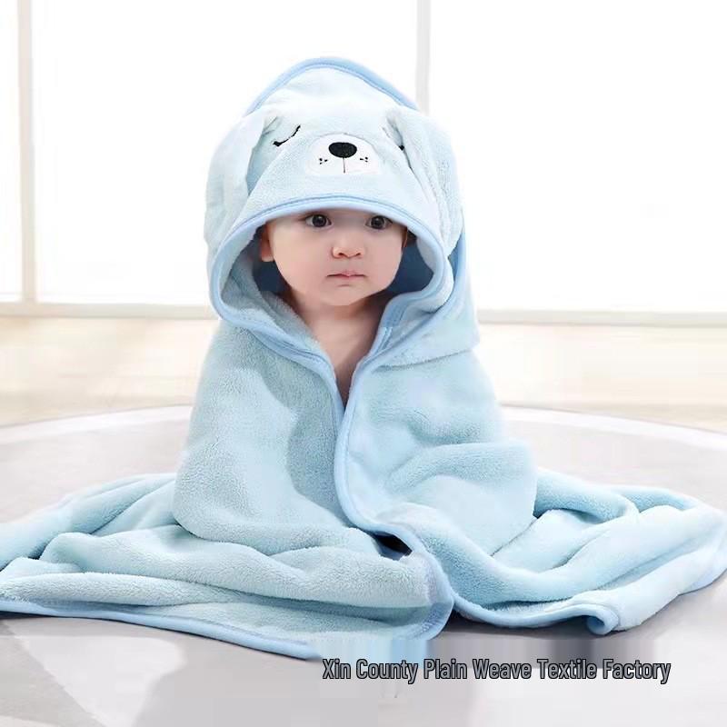 Cartoon Baby Hooded Cape Blanket - Soft Coral Fleece for Bath and Snuggle