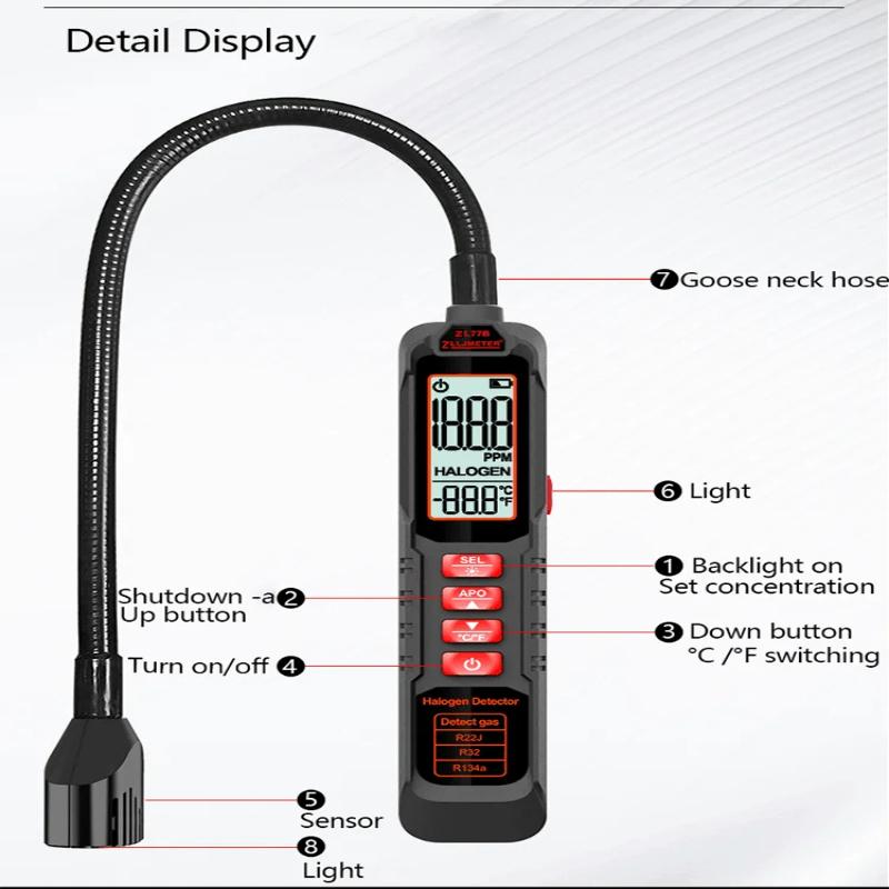 Professional Air Conditioning Highprecision Detection Automotive Gas Finder Rechargeable HVAC Refrigerant Leak Detector Halogen Freon Sniffer for Home