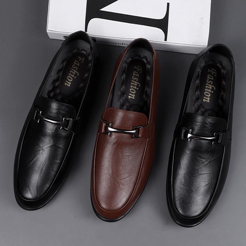 Handmade Leather Shoes for Men Casual Loafers Shoes Soft Breathable Moccasins Men Black Brown Flats Fashion Brand Driving Shoes
