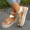 Fashion Comemore Summer New Women Sandals Hemp Rope Large Size Ankle Buckle Sandales Female Thick Bottom Casual Roman Sandalias Mujer