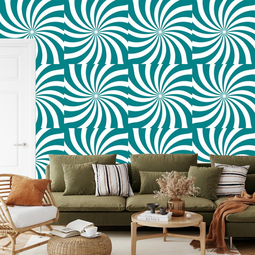 Hippie Turquoise Background Wallpaper for Living Room and Bedroom 50x1000
