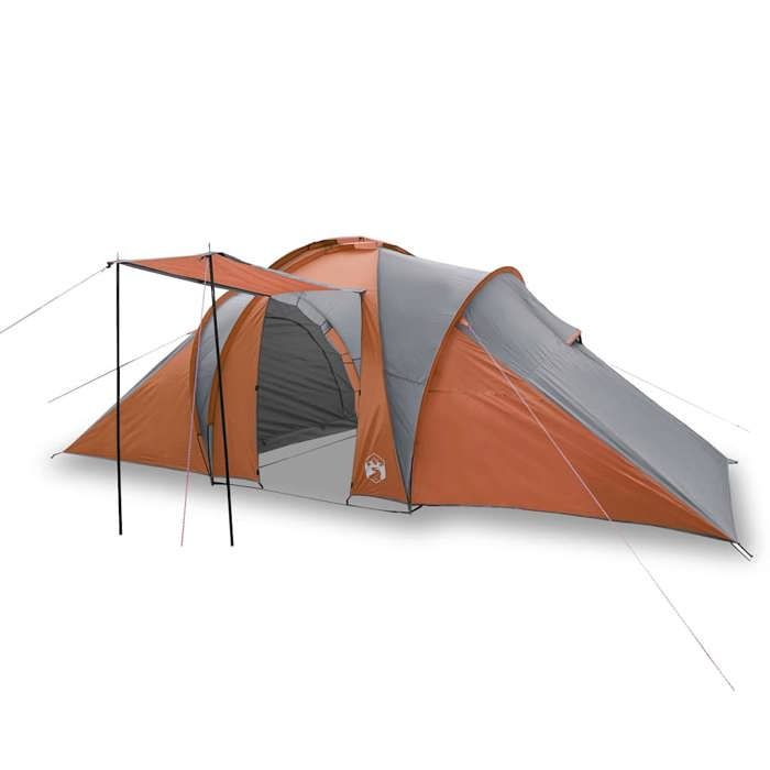 VidaXL Camping Tent 6 Person, Shade Tent with Carry Bag, Portable Awning with Sidewalls, Grey and 94345
