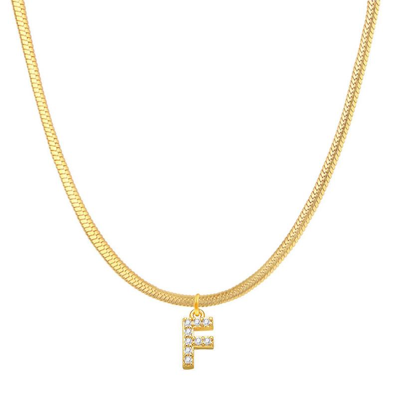 Letter Pendant Necklace in Wind Snake Bone Clavicle Chain Titanium Steel Necklace Zircon Pendant Necklace