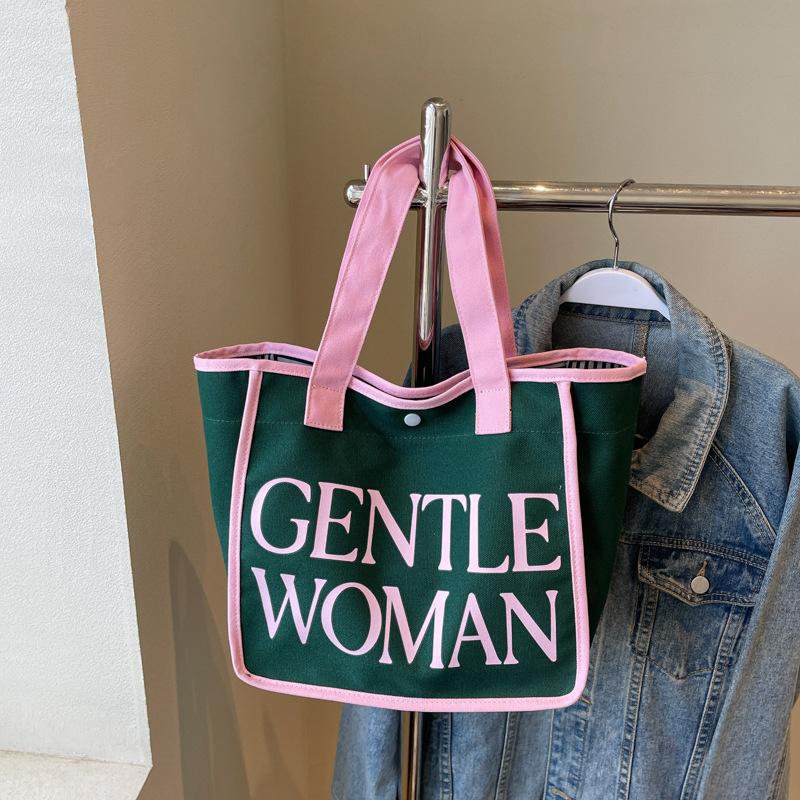 

Large-capacity cloth bag, letter class commuter bag, women s new versatile shoulder bag, tote bag зелёный