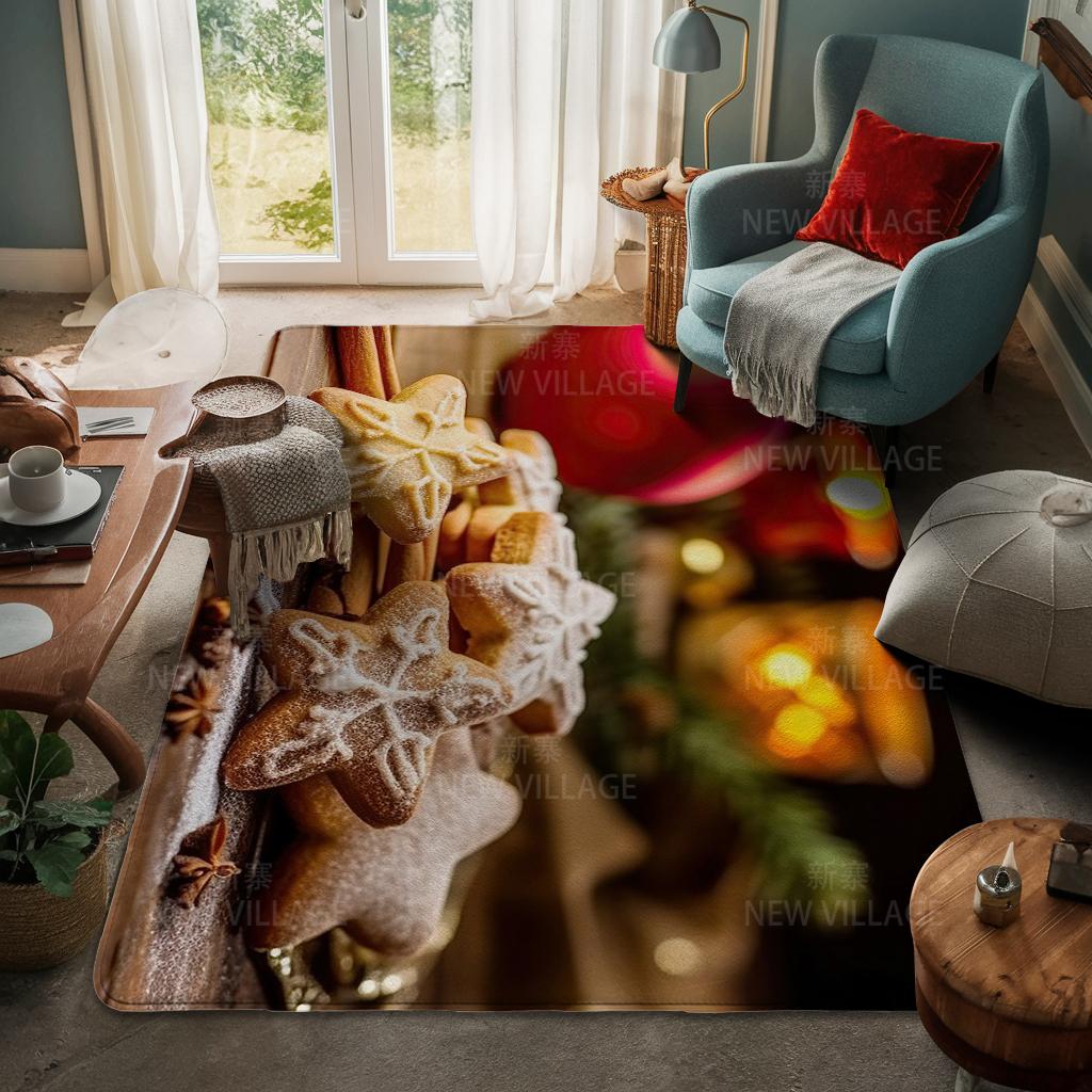 House Entrance Carpet Home Door Mat Living Room Bath Foot Bathroom Non-slip Water Absorption Rugs Bath Merry Christmas Winter