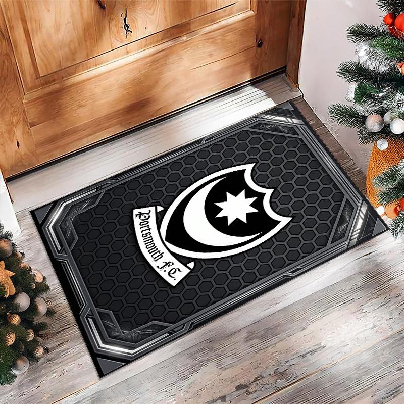Tappeto Morbido Area Rug con Motivo Calcio Portsmouth FC Antiscivolo Tappeto per Pavimento Interno Tappetino Decorazione Sportiva per Camera da Letto