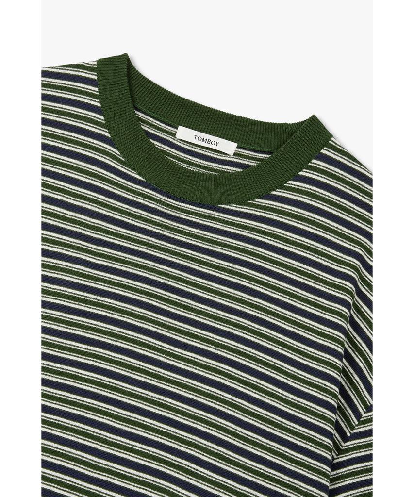 STUDIO TOMBOY [Men] Round Neck Striped Short Sleeve Knit_Green 9156252211