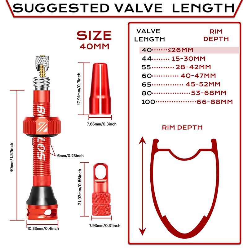 BUCKLOS 40/44/55/60/65/80/100mm Tubeless Valves Bike Aluminum Alloy Presta Nipples Removable Core Air Valve for Road MTB Bicycle 7