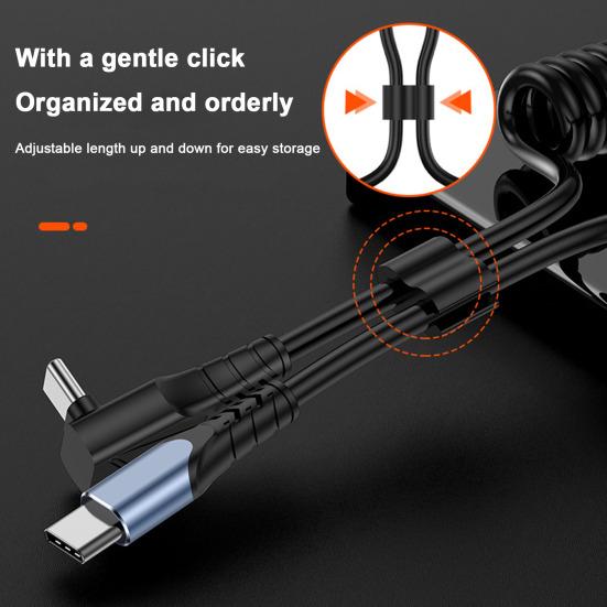 Type-C Cable Fast Space-saving Charging Safe Telescopic Design Spring TPU Data Cable for Tesla