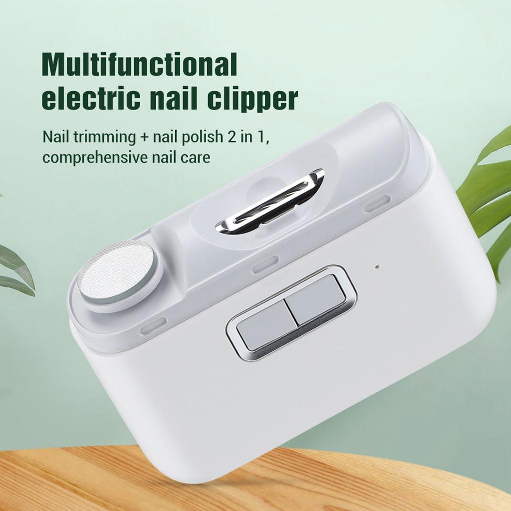 2 in 1 Electric Nail Clipper Fast Polishing Automatic Fingernail File Machine for Adults Children