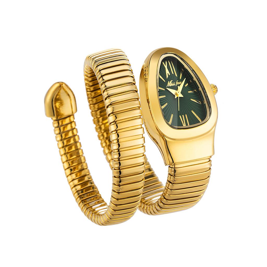 MISSFOX Classic Snake Shape Watch for Women Gold Silver Scaleable Bracelet Womens Watches Quartz Ladies Wristwatch