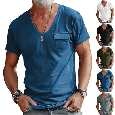 Herren T-Shirt mit V-Ausschnitt, lässig, kurzärmelig, für Fitnessstudio, Sport, modisches T-Shirt, Workout-Shirts