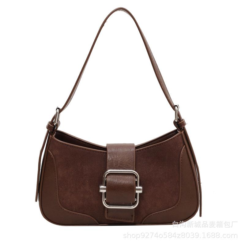 Retro Splicing Small Bag Women's 2025 New Autumn and Winter Fashion Foreign Style Shoulder Bag This Year Popular Texture Messenger Bag