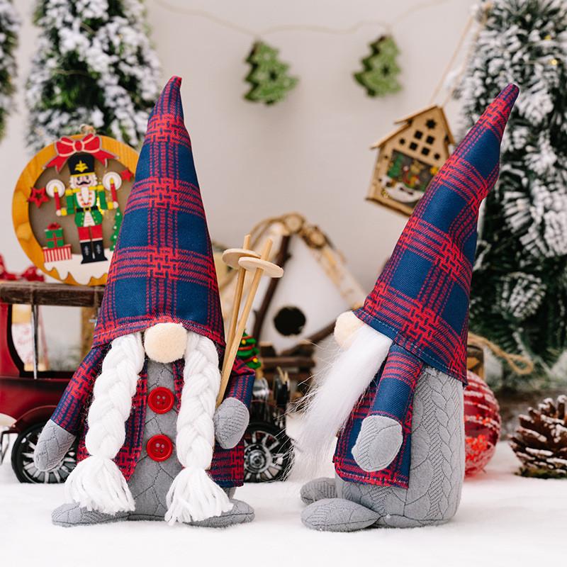 And Red Festive Blue Plaid Gnome Decoration Ideal For Cheerful Setups Christmas