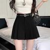 Women's Gray Pleated Shorts Skirt: High-Waist, Slimming, A-line, Wide-Leg Hot Pants for Summer 2025.