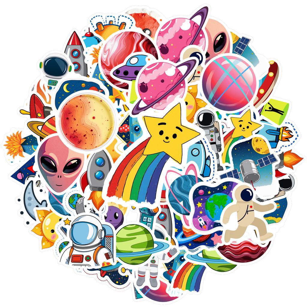 35pcs Playful Astronaut Stickers Whimsical UFO UFO Stickers Stickers For Laptop Luggage Scrapbook Diary Sticker