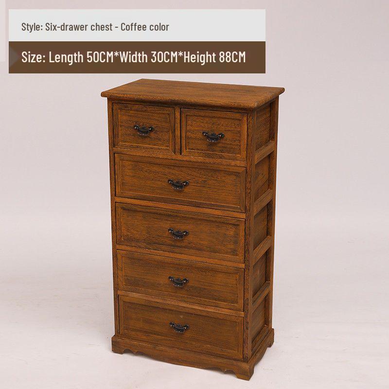 Retro Massivholz Kommode mit fünf Schubladen für Schlafzimmer oder Wohnzimmer