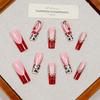 Cross-border European and American long water pipes wear nail leopard print 3D three-dimensional cherry manicure removable fake nail wear nail piece