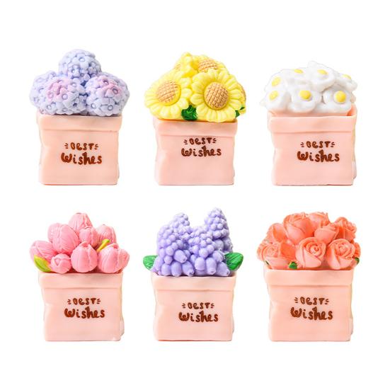 Miniature Potted Flower Mini Resin Artificial Bonsai Dollhouse Accessory Tiny Fairy Garden Ornaments for DIY Crafts
