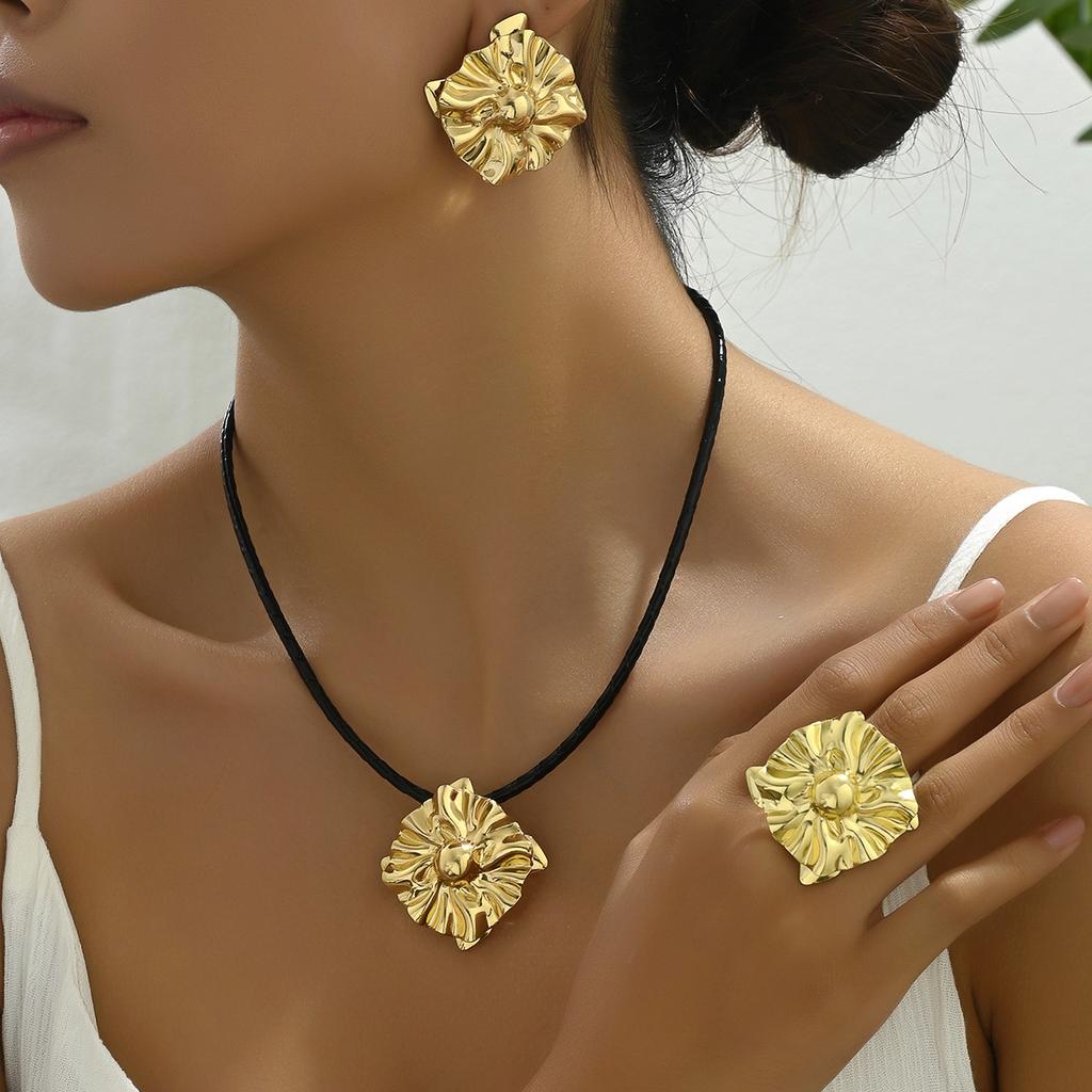 Set de cercei simpli pentru femei, stil hip hop, bijuterii cu design geometric, inel electric personalizat