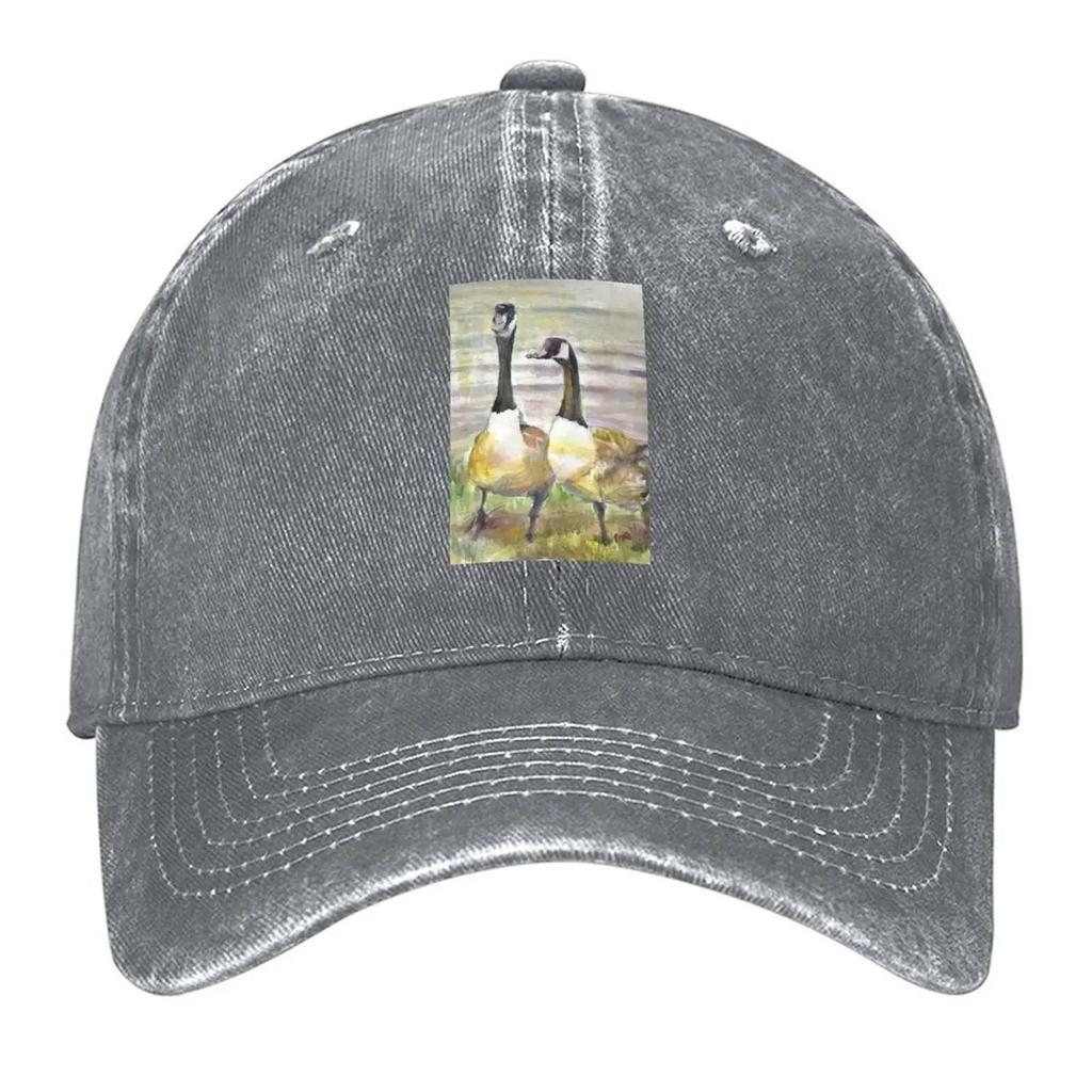 Geese A geese couple enjoying their environs Baseball Cap party Hat black Hat Beach Golf Cap Womens Beach Unisexs