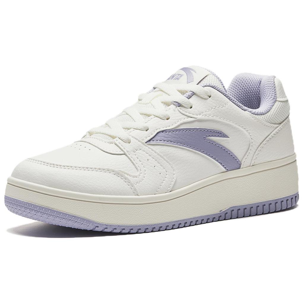 Anta Original Year Minimalist Versatile Non-Slip Increased Height Low-Top Sneakers Women Sneakers White Purple 122538034R-3