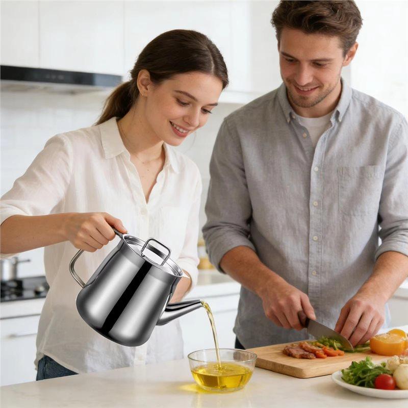 ABBP-Oil Pourer Large Capacity Heat Resistant Heatresistant Dustproof With Filter Stainless Steel Oil Filter Pot For Home Restau