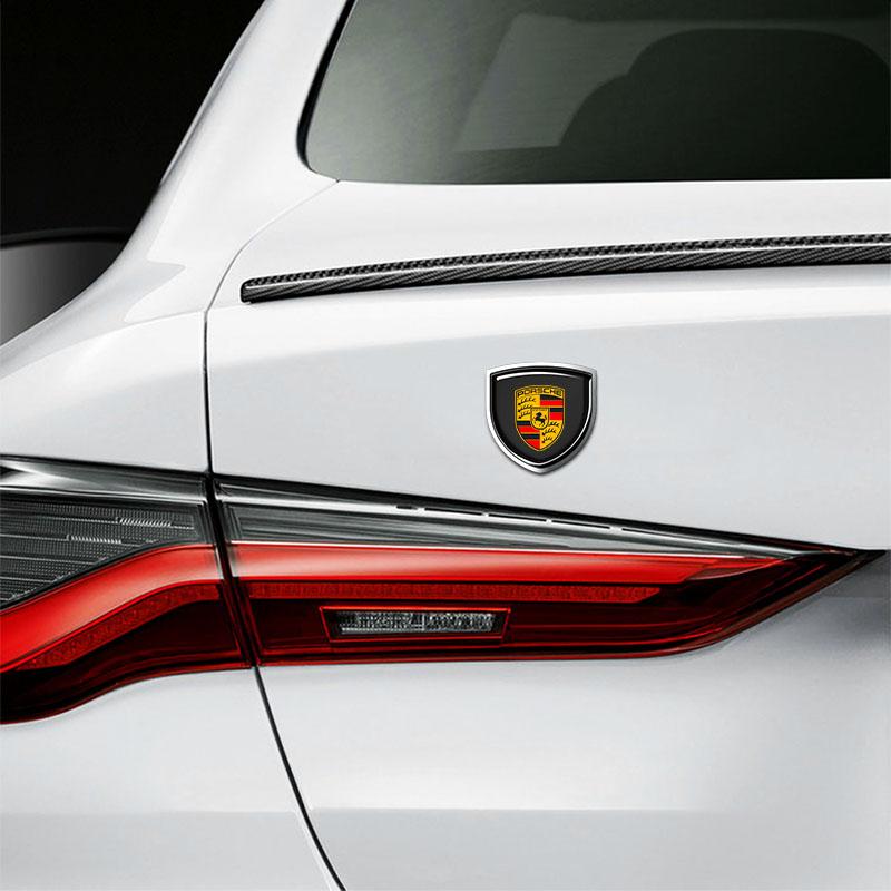 1Pcs 3D Metal Auto Door Shield Emblem Car Body Badge Sticker Styling For Porsche Boxster Cayenne Panamera Macan Cayman 911 918 996 917 991