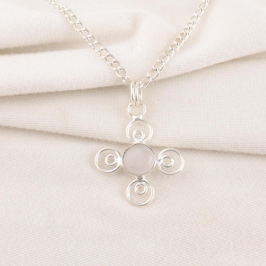 Selenite Jewelry, Handmade Gemstone Pendant, 925 Solid Sterling Silver Pendant Antique Jewelry, For Engagement Gift