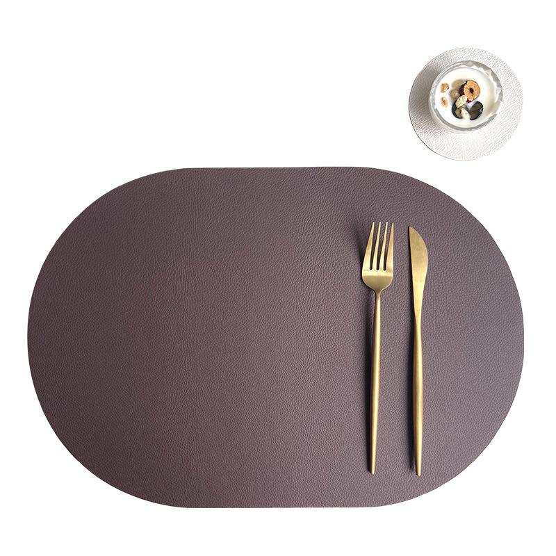Nordic Elliptical Double-sided Tableware Pad Placemat PU Leather DiningTable Mat Heat Insulation Placemats Disc Coaster Placemat