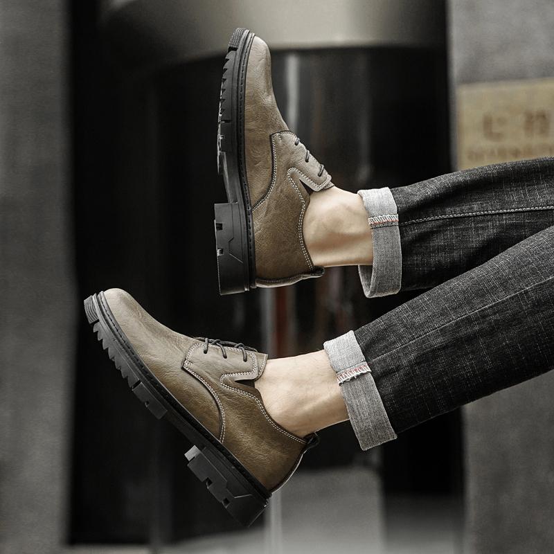 Fashion Luxury Brand Leather Oxford Shoes Men Thick Sole Platform Round Toe Classic Man Business Casual Shoes Comfortable Driving Shoes