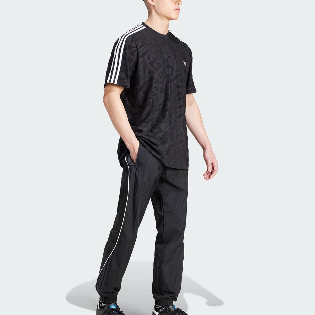 Adidas Originals Premium Jersey Breathable All-Over Print Loose Short Sleeve T-Shirt Men Tops Black IZ4858