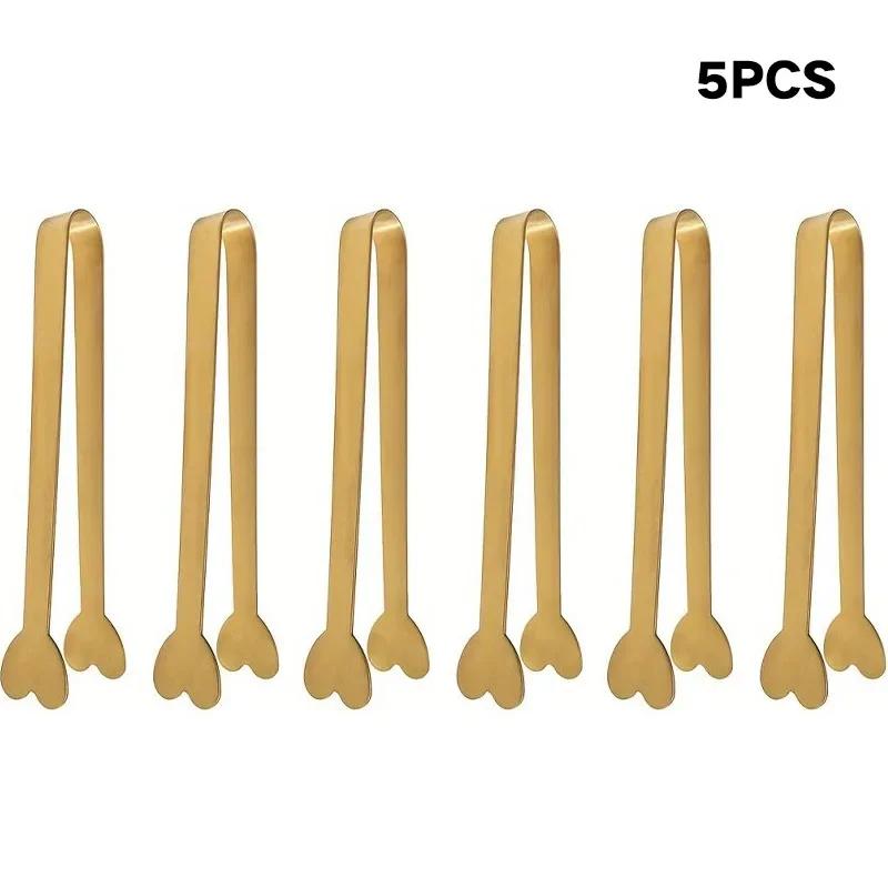 1/5pcs Stainless Steel Ice Tongs Coffee Sugar Cube Small Clip Home Cafe Ice Cube Snack Clip Wedding Birthday Party Kitchen Tool