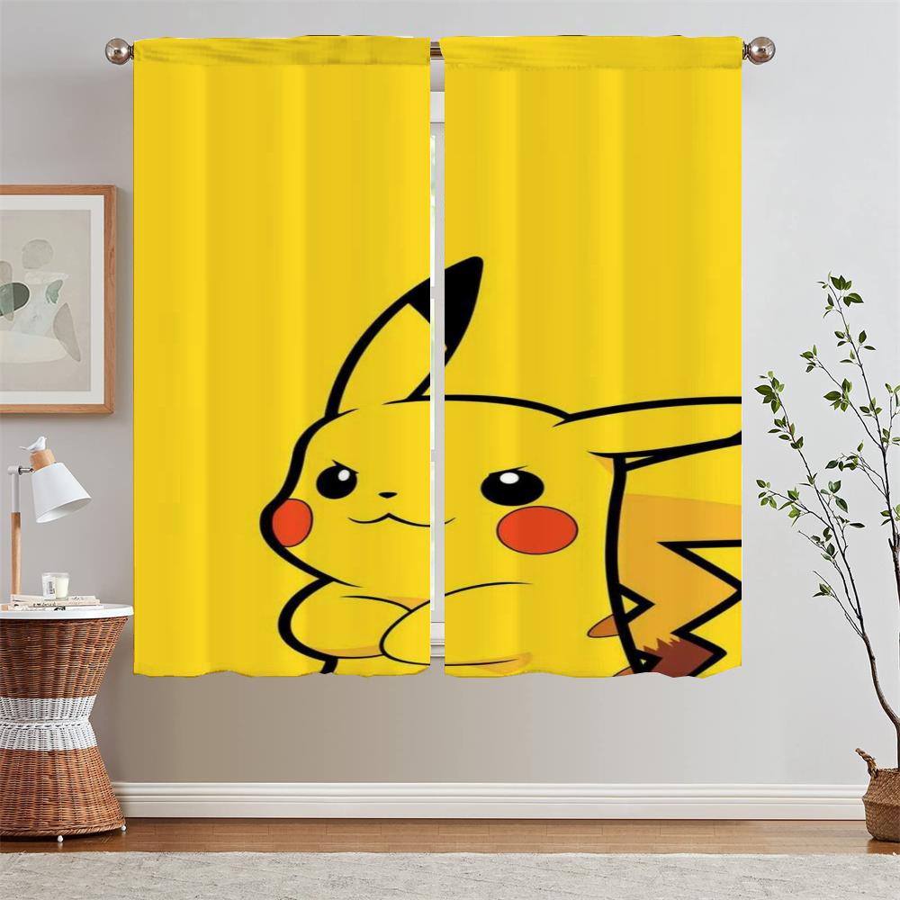 

Плотные шторы, комплект из 2 шт., занавеска на окно Пикачу для гостиной, готовые шторы, дешевая тюль для кухонной перегородки W50xH70cmx2pcs-CL