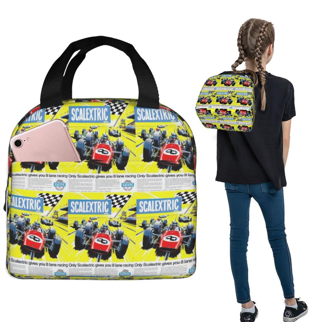 Scalextric Vintage Stuff Insulated Lunch Bag for Women Kids Portable Food Boxes Thermal Lunch Box Tote